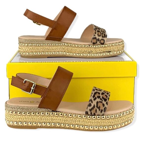 Seven Dials BERENICE Women's Espadrilles Flatform Sandals Tan/Leopard Size 9.5 - Picture 9 of 11